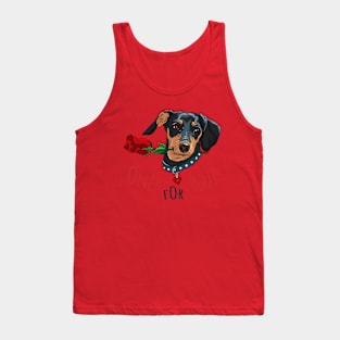 Dog breed Dachshund with red flower Tank Top